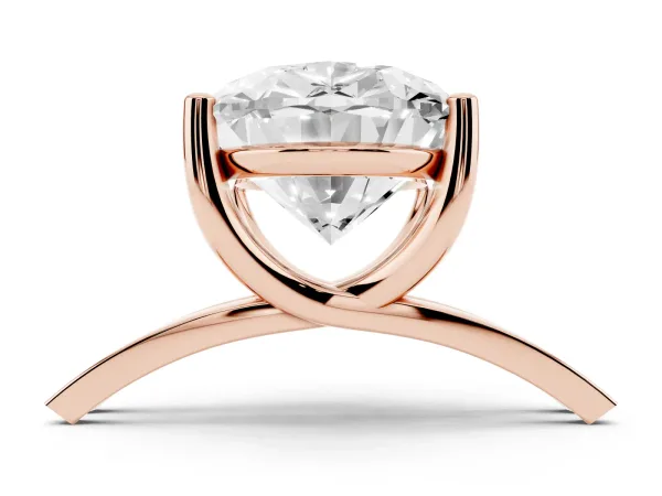 Oval Cut Cut Diamond Solitaire Engagement Ring with Tapered Plain Band and Four-Prong Setting Rose gold