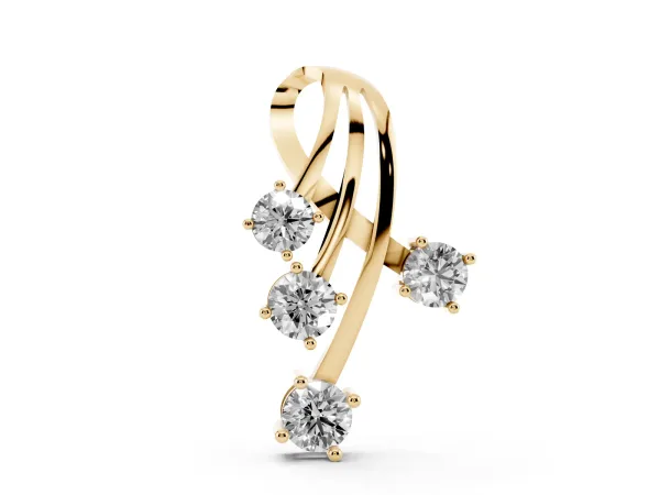 Four-Stone Round Diamond Prong-Set Pendant Yellow gold