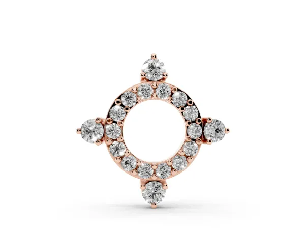 Round Diamond Halo Pendant with Four-Prong Setting Rose gold