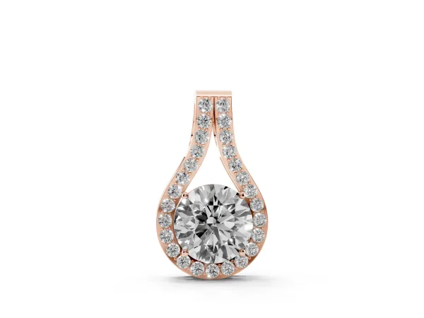 Round Halo Prong-Set Pendant Rose gold