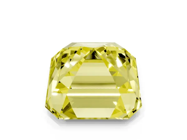 Fancy Yellow Asscher Cut Halo Diamond Ring with Milgrain Edge and Round Prong Setting Rose gold
