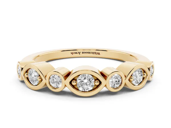Bezel Set Mixed Shape Diamond Eternity Band Yellow gold