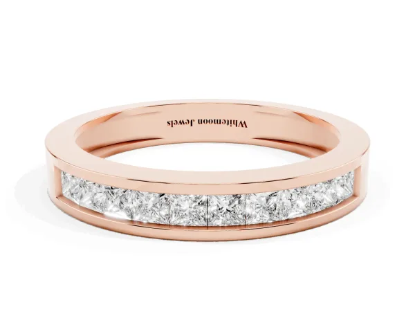 Channel Set Princess Cut Diamond Eternity Band Rose gold
