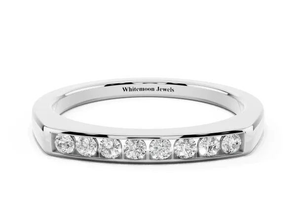 Channel Set Round Diamond Flat Band White gold