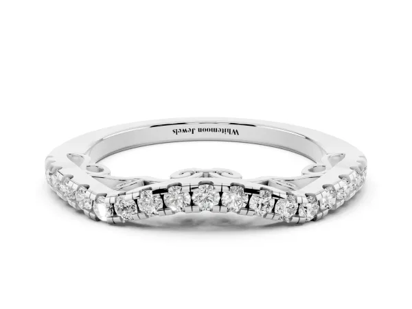 Curved Diamond Pavé Round Eternity Band with Shared Prong Setting White gold