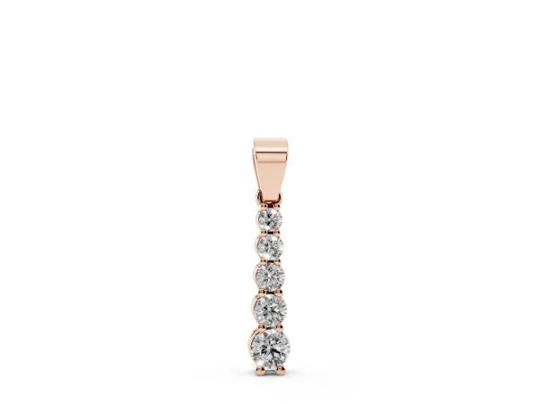 Round Diamond Vertical Pendant with Prong Setting Rose gold