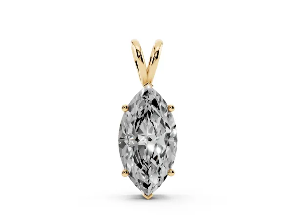 Marquise Diamond Solitaire Pendant with Prong Setting Yellow gold