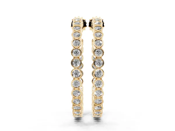 Round Diamond Bezel-Set Inside-Out Large Hoop Earrings Yellow gold