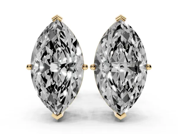 Marquise Cut Diamond Stud Earrings Yellow gold