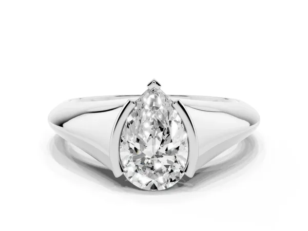 Pear Cut Solitaire Tension Set Diamond Ring Platinum