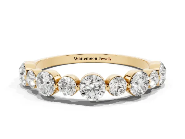 Round Diamond Scalloped Prong Set Eternity Band Yellow gold