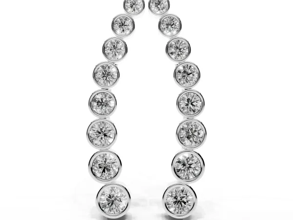 Bezel-Set Round Diamond Climber Earrings Silver