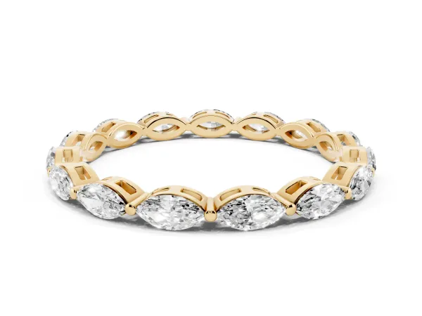 Marquise Diamond Eternity Band with U-Prong Setting Yellow gold