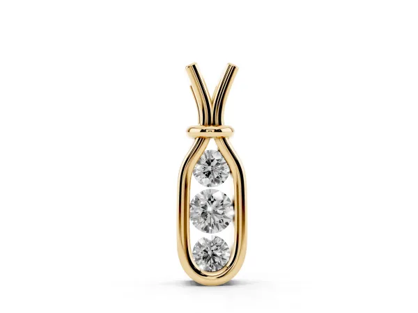 Three-Stone Round Diamond Bezel Pendant Yellow gold