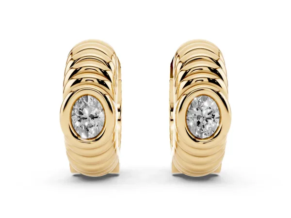 Oval Diamond Vera Hoop Earrings Yellow gold