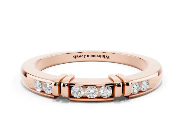Channel Set Round Diamond Half-Eternity Band with Bar Prong Setting Rose gold