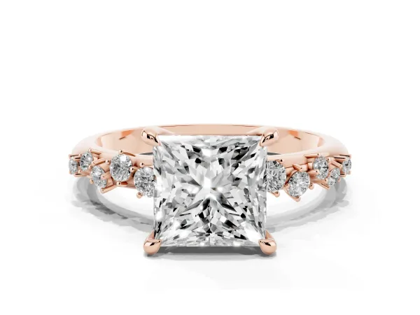 Princess Cut Cut Diamond Vine Band with Four-Prong Setting Rose gold