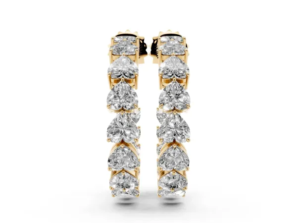 Heart Diamond Huggie Hoop Earrings Yellow gold