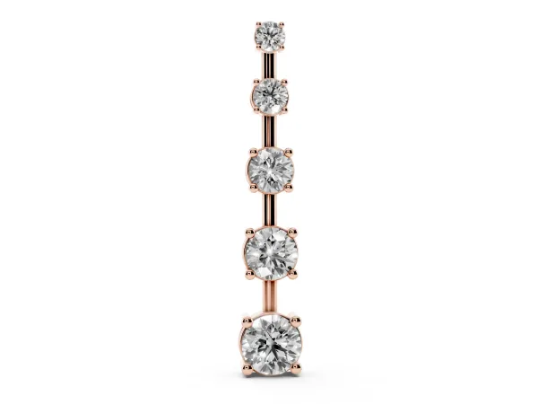 Vertical Bar Pendant with Round Brilliant Diamonds in Prong Setting Rose gold