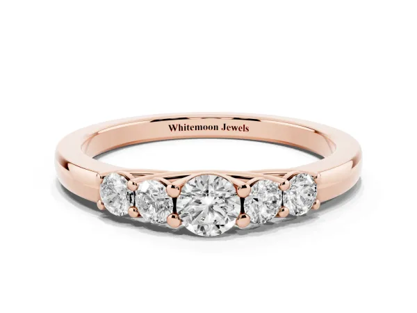 Five-Stone Round Diamond Prong Set Half Eternity Band Rose gold