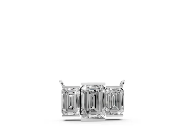 Emerald Cut Three-Stone Bar Pendant with Bar Prong Setting White gold
