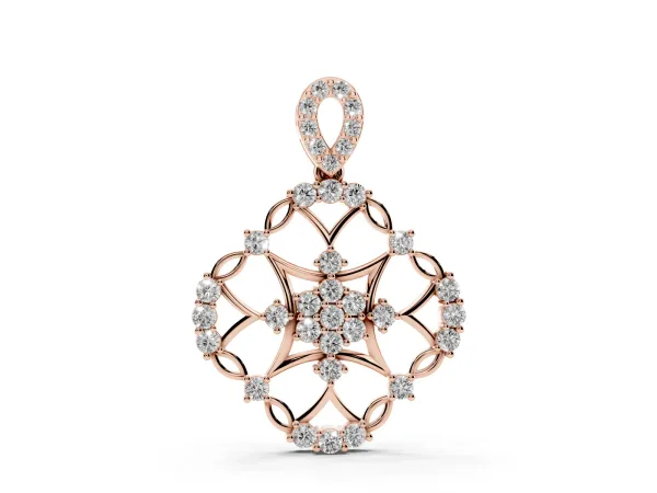 Round Diamond Halo Pendant with Pavé Setting Rose gold