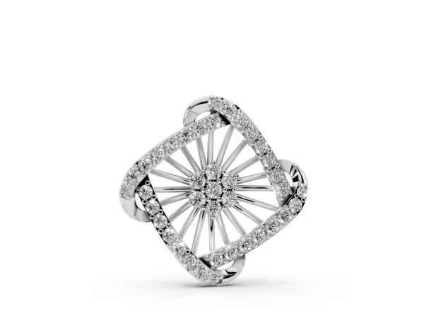 Round Diamond Cluster Pendant with Prong Setting Silver