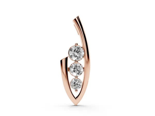 Three-Stone Round Prong-Set Pendant Rose gold
