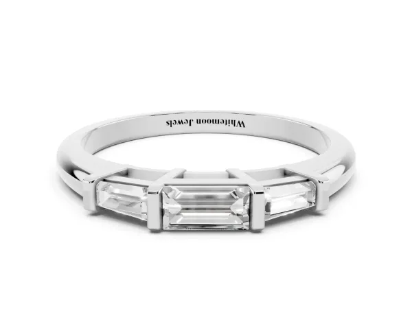 Three-Stone Baguette Cut Channel Set Diamond Band White gold