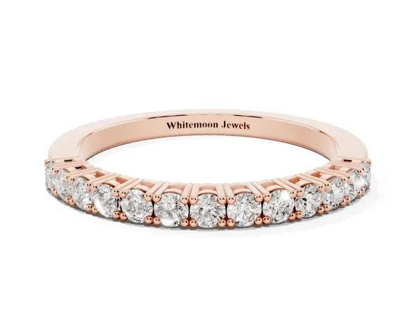 Round Diamond Half-Eternity Band with Shared Prong Setting Rose gold