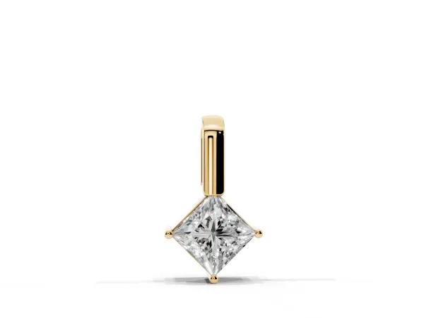 Princess Cut Bezel Set Diamond Pendant Yellow gold