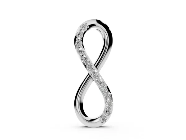 Infinity Pendant with Round Brilliant Diamonds in Pavé Setting Silver