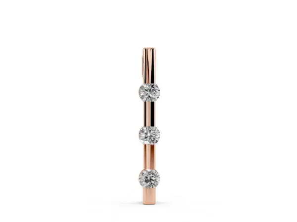 Three-Stone Round Diamond Bar Pendant with Channel Setting Rose gold