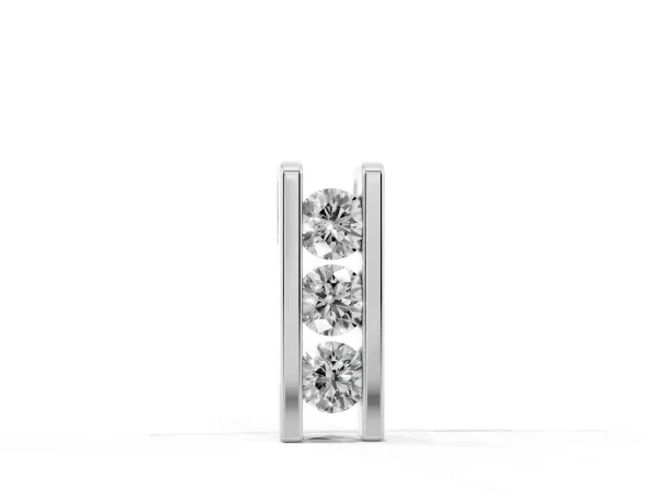 Vertical Channel-Set Round Diamond Bar Pendant Silver