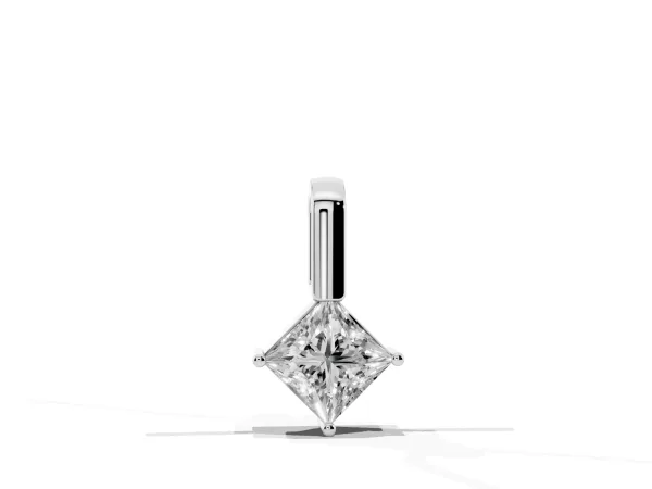 Princess Cut Bezel Set Diamond Pendant Silver