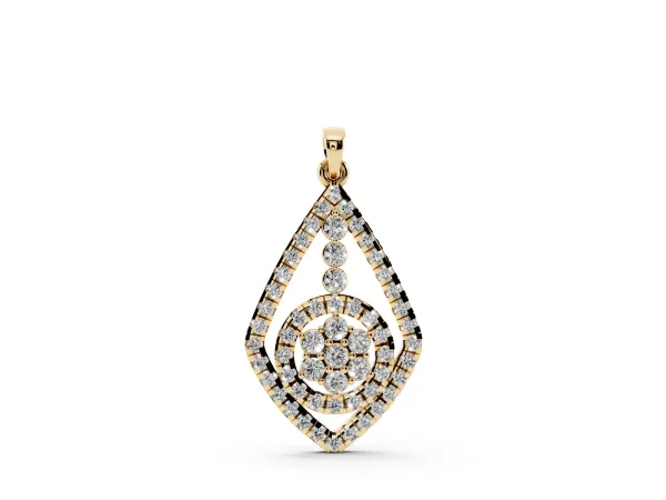 Diamond Halo Pendant with Pavé Setting Yellow gold