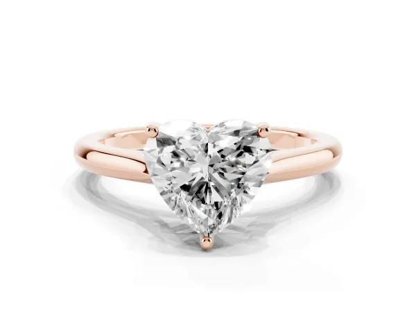 Heart Cut Cut Solitaire Ring with Cathedral Band and Four-Prong Setting Rose gold