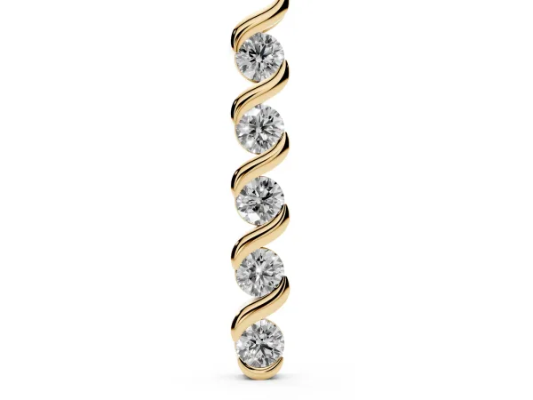 Round Diamond Spiral Prong Pendant Yellow gold