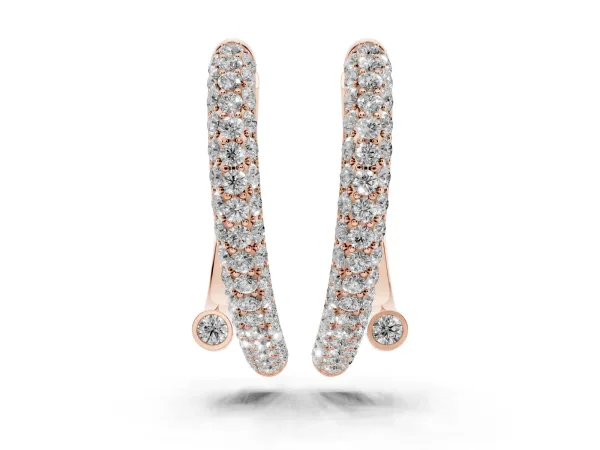 Round Diamond Vega Bypass Hoop Earrings Rose gold