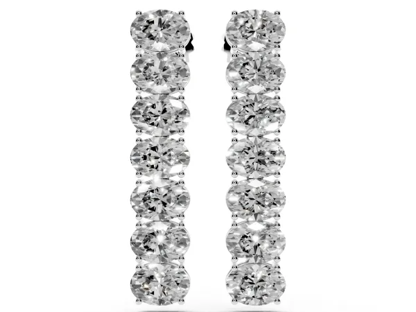 Oval Diamond Huggie Hoop Earrings White gold