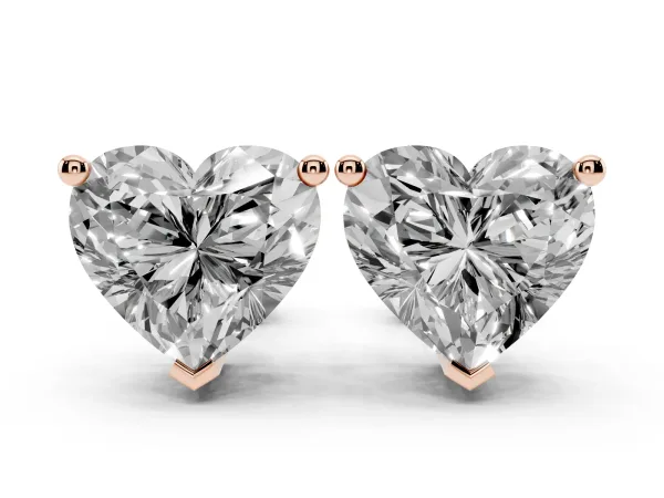 Heart Cut Diamond Stud Earrings Rose gold