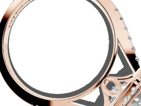 Radiant Cut Halo Pavé Diamond Engagement Ring with Four-Prong Setting Rose gold
