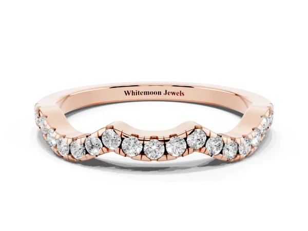 Round Diamond Pavé Curved Wedding Band Rose gold