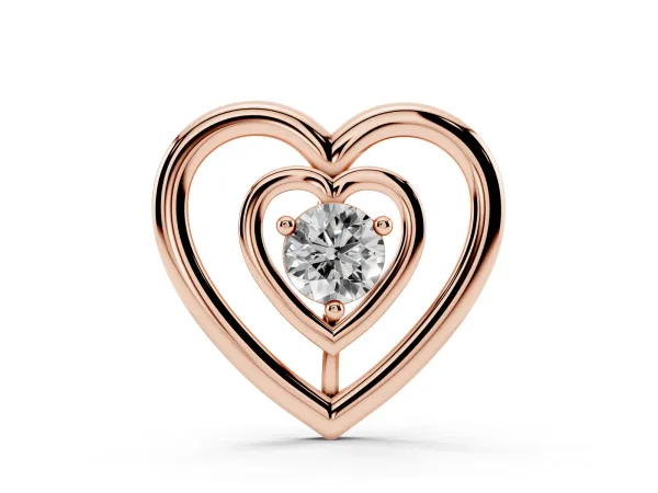 Heart Prong Round Diamond Pendant Rose gold