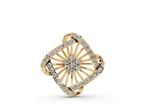Round Diamond Cluster Pendant with Prong Setting Yellow gold