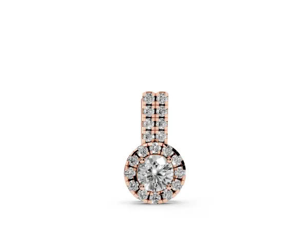 Round Halo Diamond Pendant with Double Prong Setting Rose gold