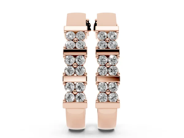 Round Diamond Channel-Set Hoop Earrings with Four-Prong Setting Rose gold