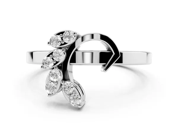 Marquise Diamond Cluster Bypass Ring with Prong Setting White gold