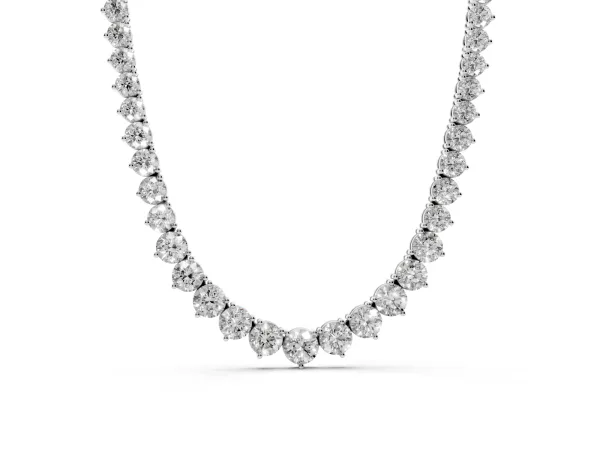Round Diamond Tennis Necklace with Three-Prong Setting Silver