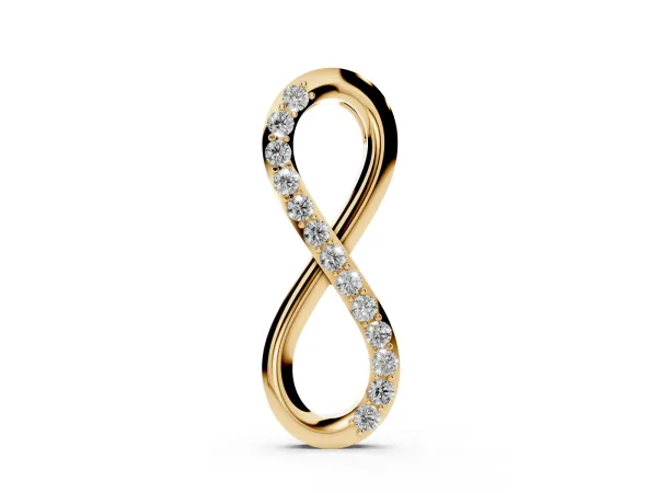Infinity Pendant with Round Brilliant Diamonds in Pavé Setting Yellow gold